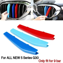 9 Slats Kidney Front Grill Grille Cover Clip Trim For BMW 5 Series G30 2018-19 M-Sport Decorative Parts NEW Grille covers
