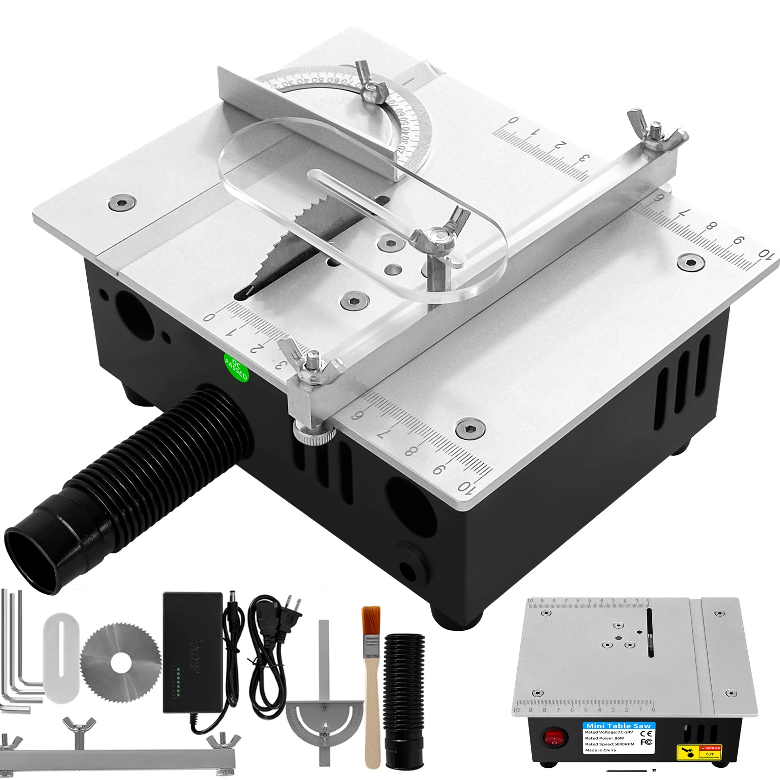 Mini Sierra de Mesa Eléctrica de Alta Potencia, Sierra de Banco de 7 Velocidades Ajustables, Máquina de Corte para Bricolaje, Carpintería y