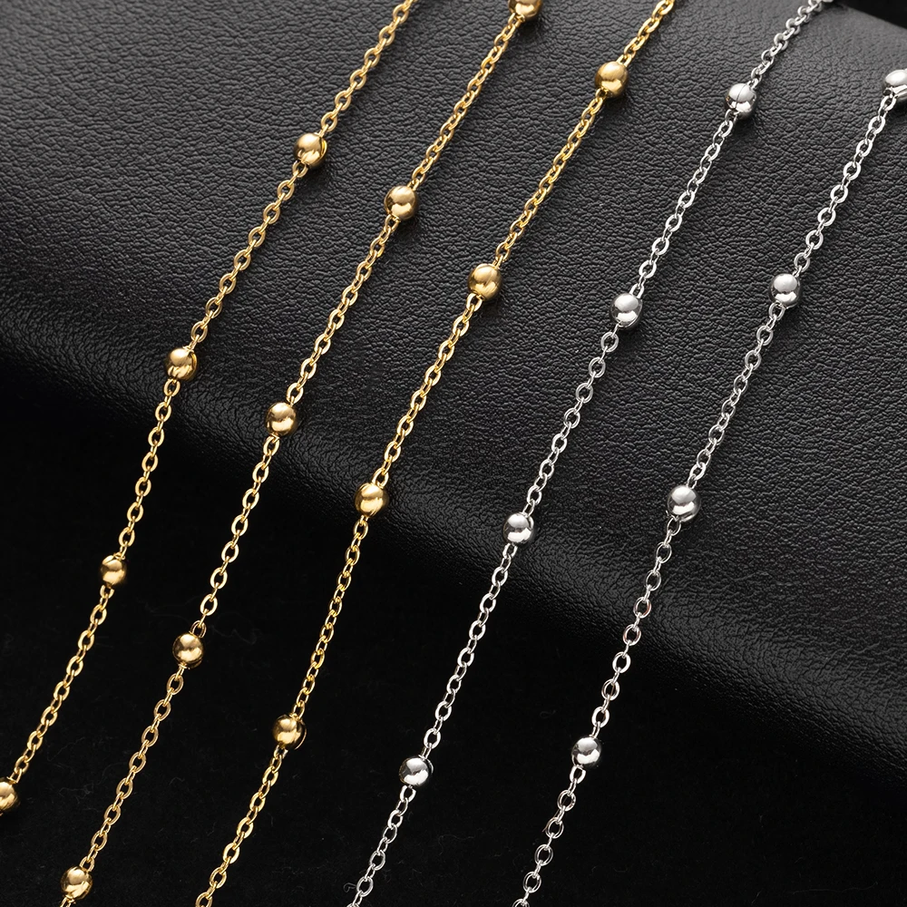 2 متر الفولاذ المقاوم للصدأ الخرز الذهبي سلاسل لصنع المجوهرات DIY النساء الرجال القلائد أساور اكسسوارات مكونات الحرف اليدوية #4