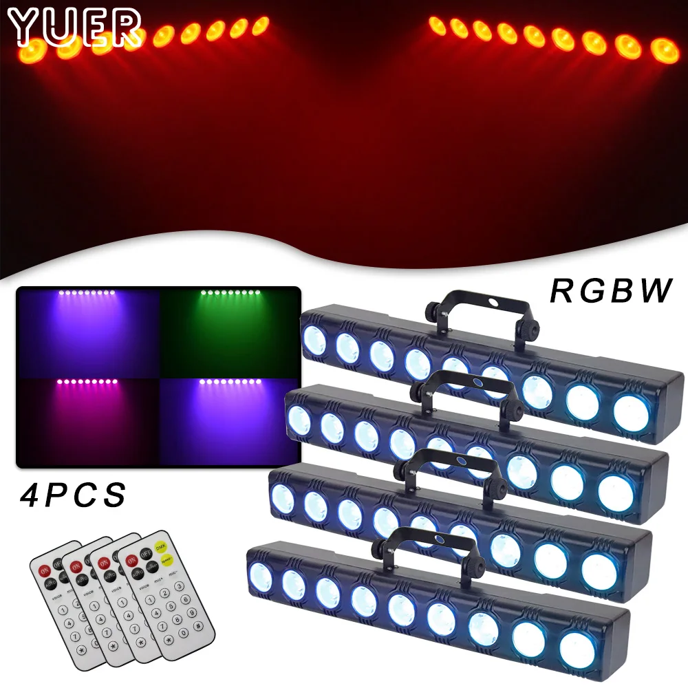 

4PCS RGBW 9x12W LED Bar Light Wash Strobe Effect For Home Party Stage Lighting Club Dj Disco Concert Bar Equipment Indoor Lights