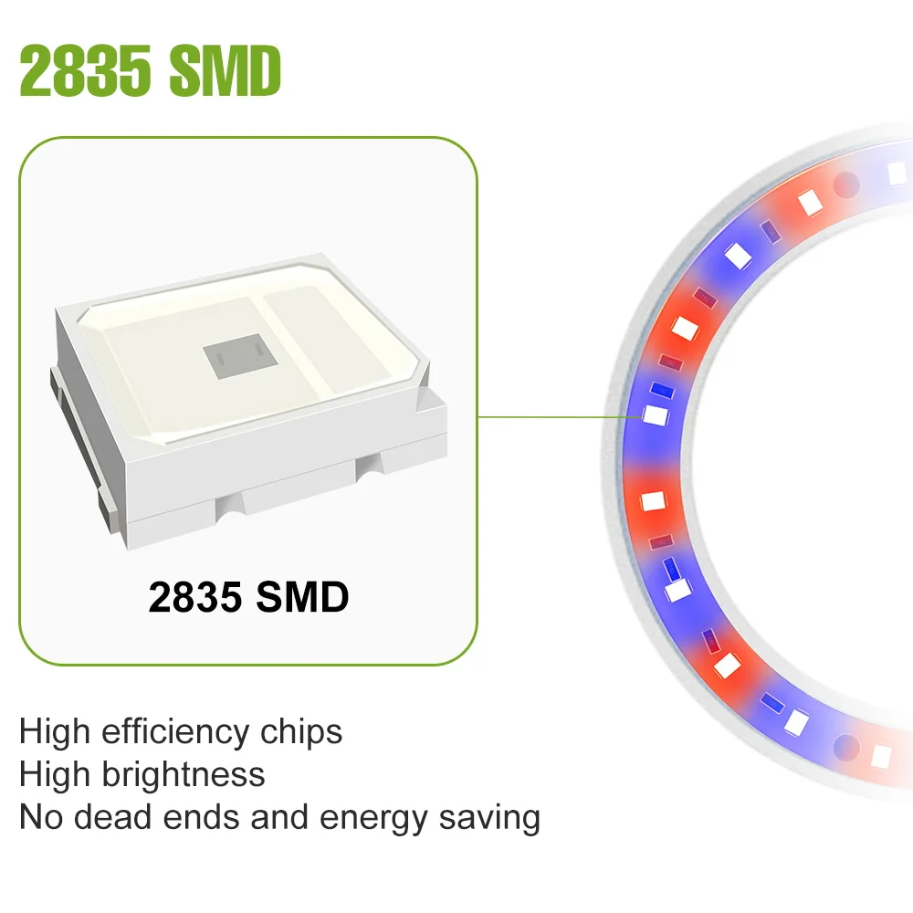 LED تنمو ضوء الطيف الكامل مصباح النباتات الداخلية بوعاء زهرة النباتات النضرة ملء الإضاءة عكس الضوء مع توقيت 24 ساعة USB DC5 #3