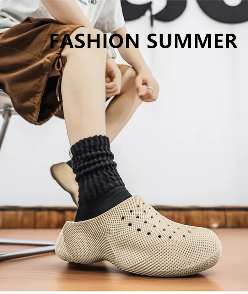 2026 Neue Sommer-Mode Paar-Outdoor-Sandalen mit dicker Sohle und Löchern, EVA Baotou Herren-Sandalen, Luxus-Strandschuhe für Herren, Gartenschuhe – Detail 2