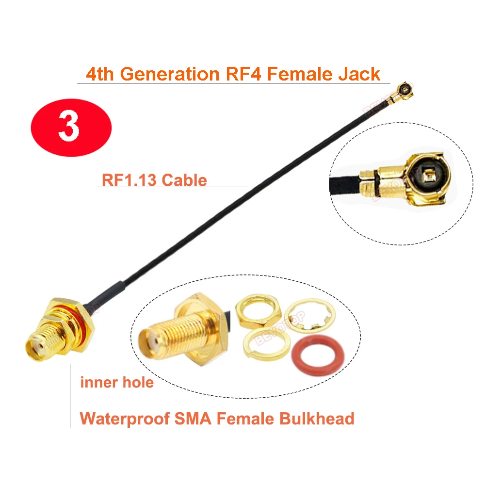 1PCS Impermeabile SMA Femmina a 1a Generazione RF1, 4a Generazione RF4 Femmina Martinetti Cavo Coassiale RF1.13 Ponticello di Estensione Pigtail