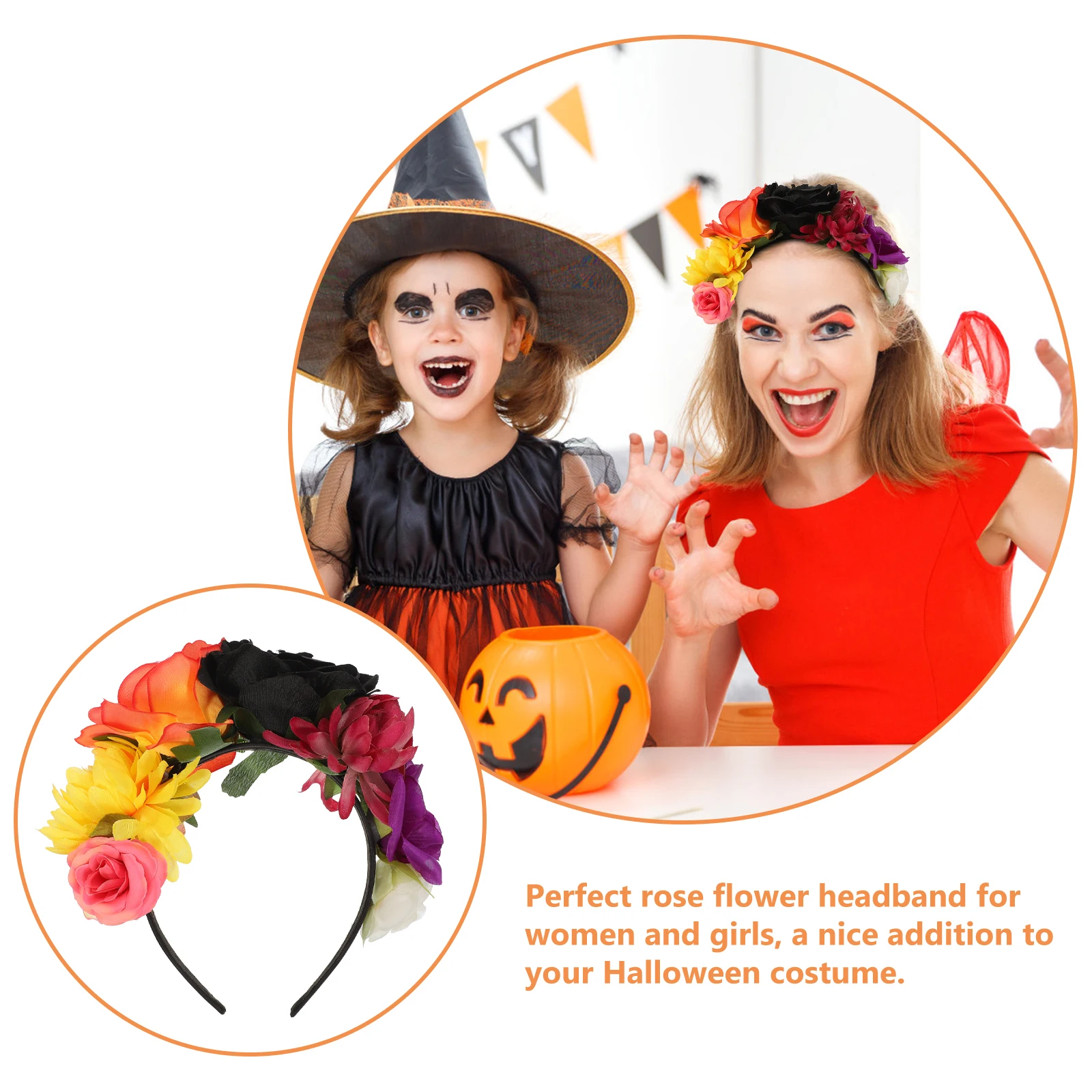 

Halloween Rose Headband Chic Simulation Flower Design Party Hair Clasp for Halloween Christmas Cosplay Costume