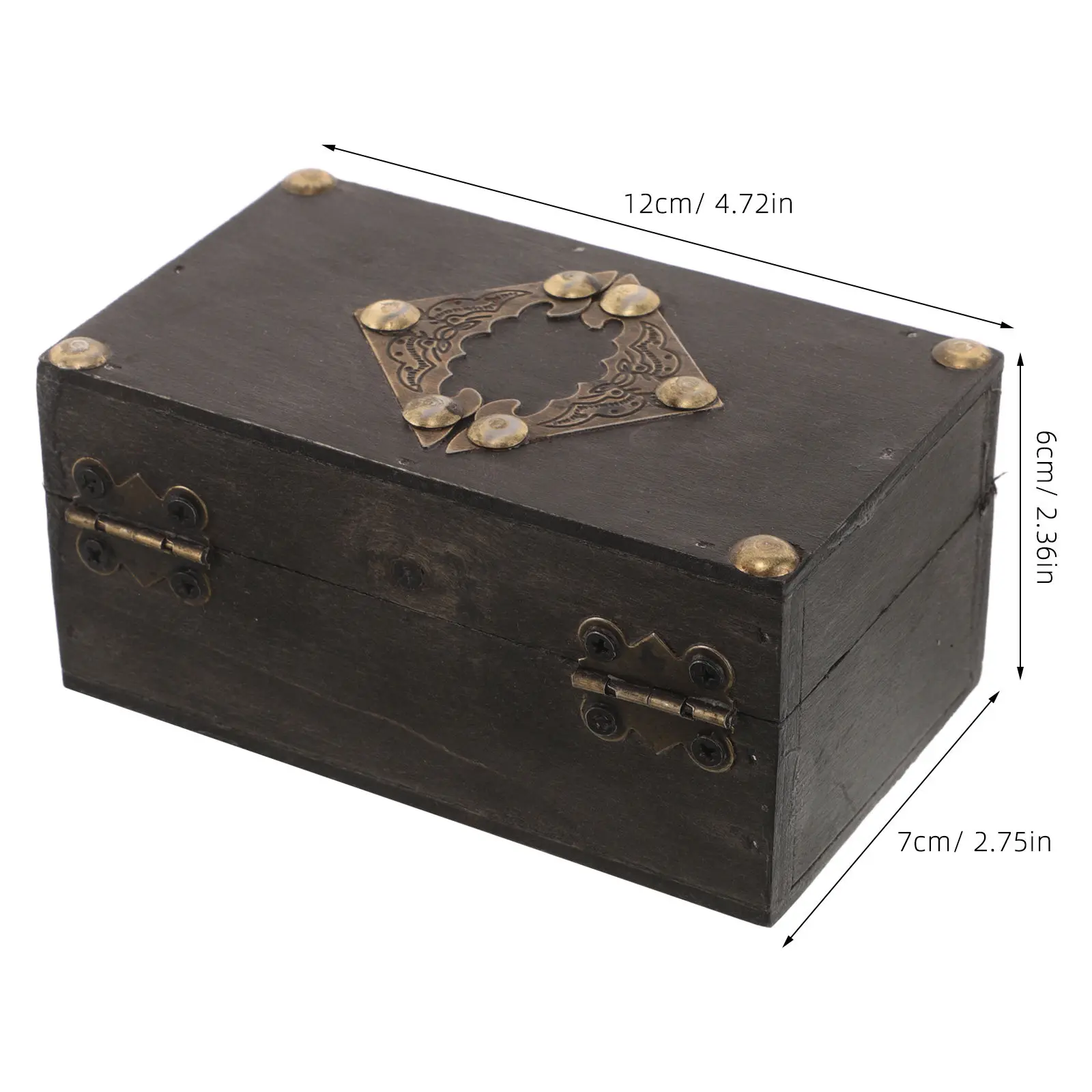 Vintage Wooden Jewelry Box Retro Decorative Storage Case Lockable Hasp for Rings Earrings Organizer Escape Room Detective Prop