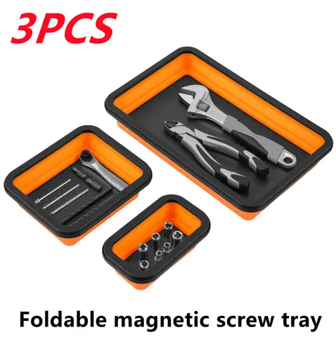 Organizer na śrubki z magnesem, składany, 28 cm, silikonowa miseczka, pojemnik na narzędzia, organizer na części dla hydraulików, stolarzy, tacka do przechowywania dysków.