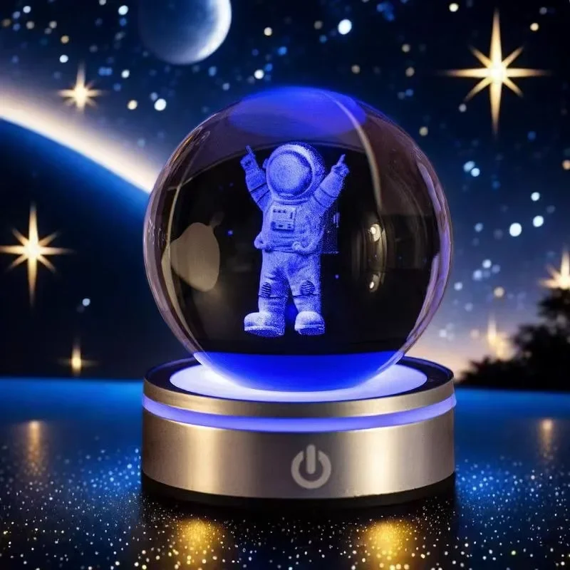 Creative LED Luminous Crystal Ball Milky Way Saturn Sun Crystal Ball Small NightLight Indoor Home Atmosphere Decoration Ornament