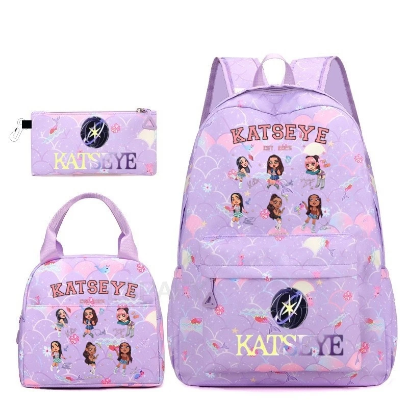 Hot Katseye Printed Backpack Sets Purple Teens Capacity Schoolbag With Shoulder Bag Travel Mochilas For Daily Use