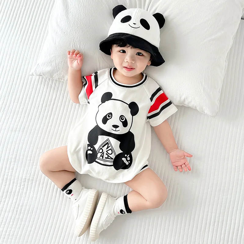 Summer New Onesie Cute Animal Print 0-3 years old Baby Short Sleeve Clothes Cotton Baby Outing Clothing