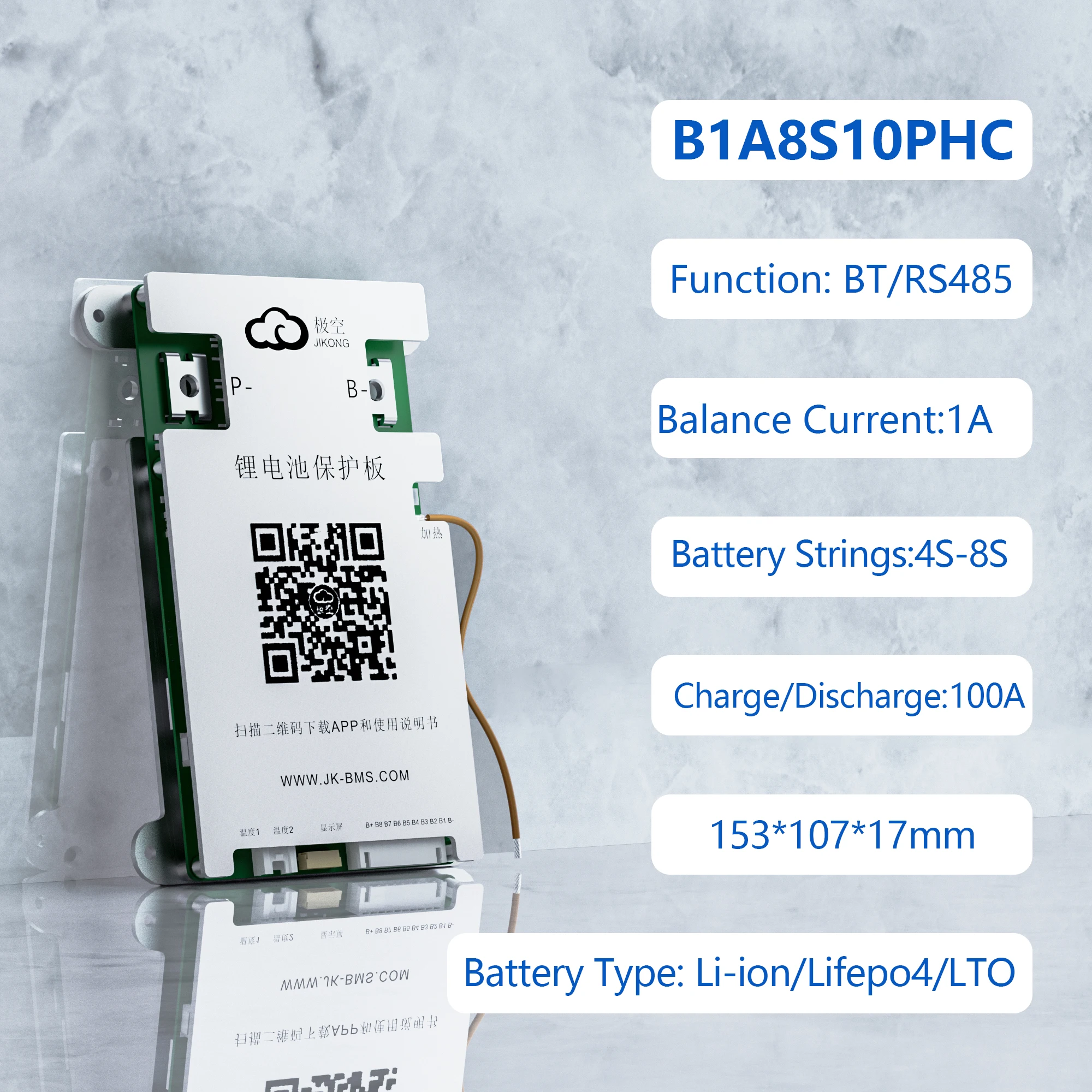 JIKONG BMS مع CAN RS485 BT وظيفة الحرارة 4S ~ 24S 200A شحن 2A التوازن النشط عالية الحالي LifePo4 بطارية ليثيوم أيون الذكية JKBMS