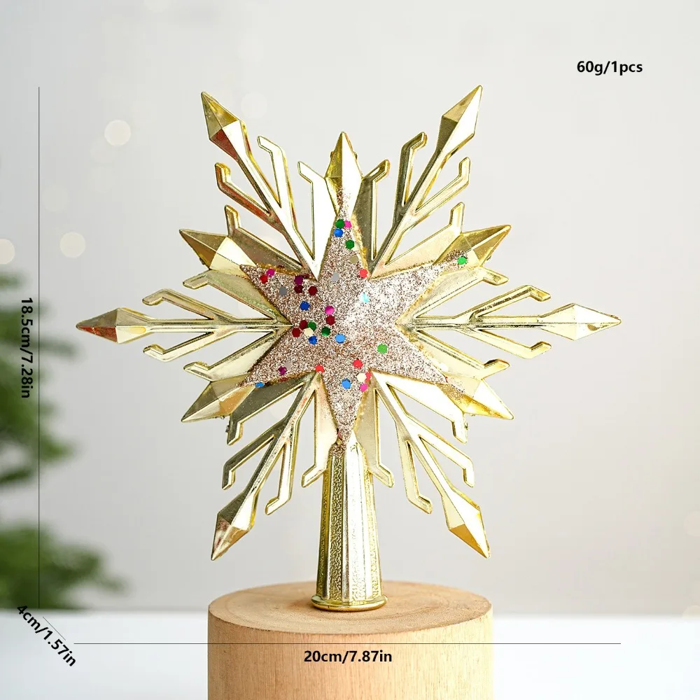 Plastic Star Topper Electroplated 3D Design Tree Star Shiny Look Bright Surface Christmas Tree Top Decor Tree Decoration