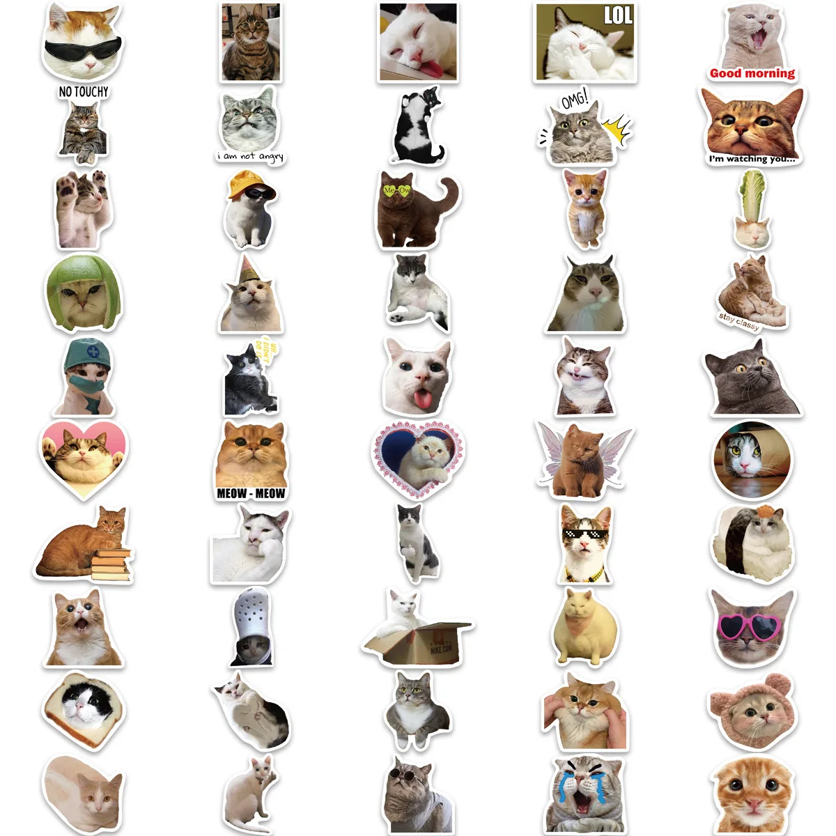 10/30/50/100PCS Cute Cat Stickers Decals Funny Meme Cartoon Graffiti Decoration DIY Phone Fridge Notebook Bike Car Kwaii Kid Toy