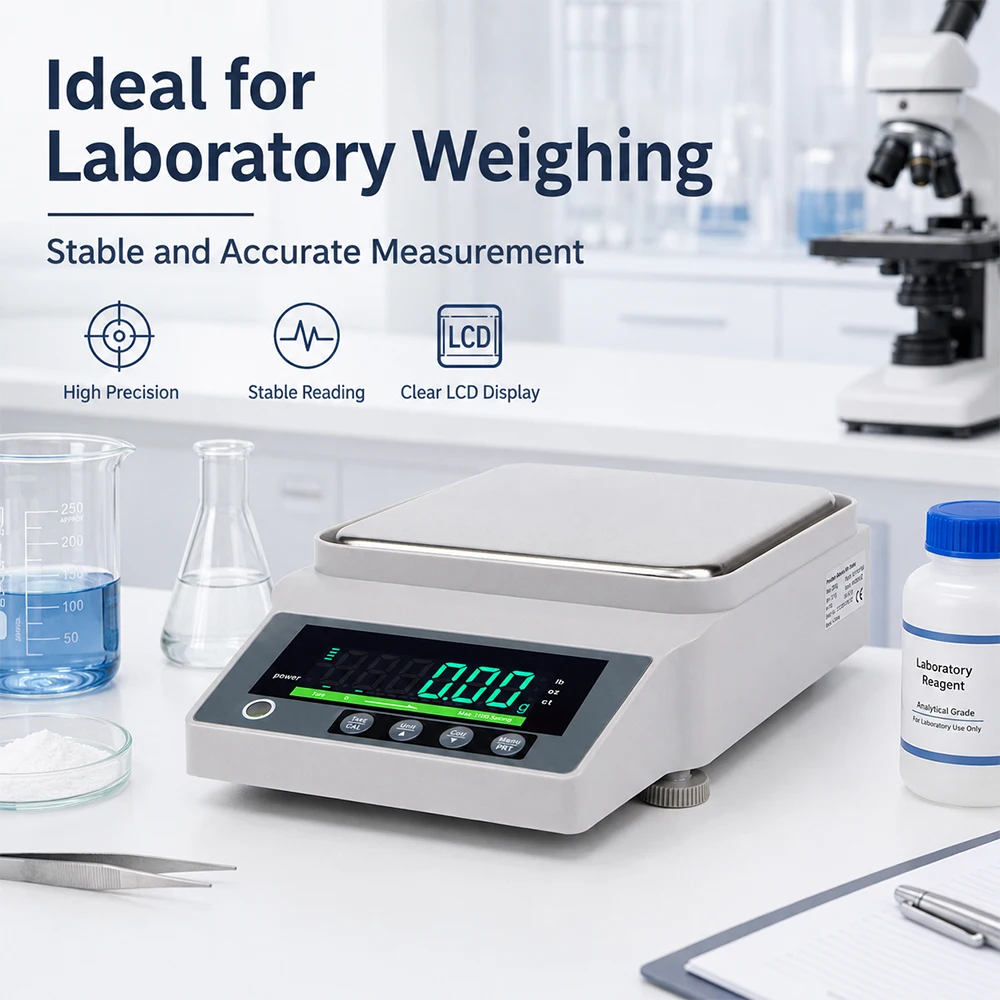 SIHAO Lab Analytical Balance Scale 0.1g 0.01g High Precision Electronic Balance LCD Backlight EU Plug with RS232 Interface