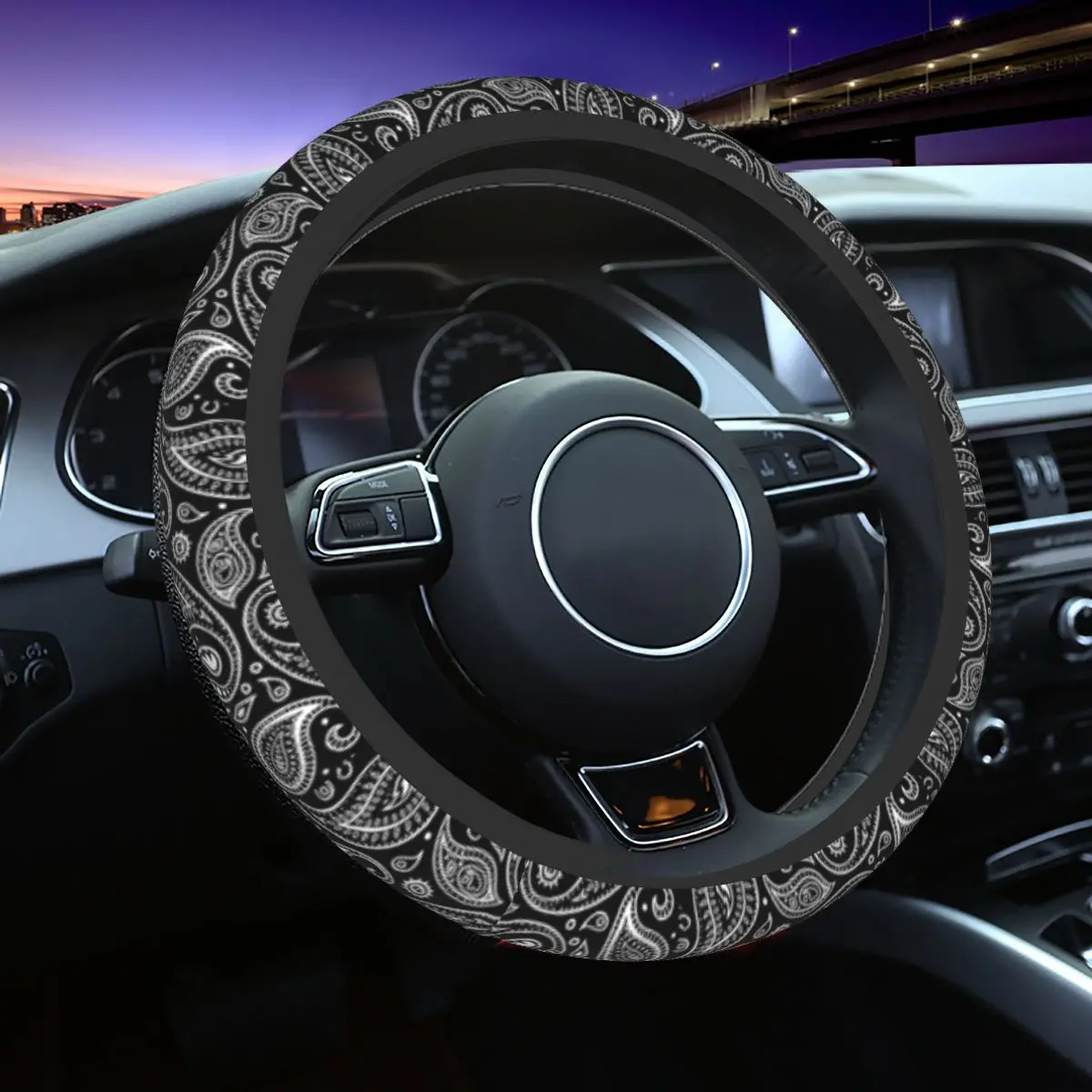 38cm Steering Wheel Covers Bandana Paisley Pattern Universal Braid On The Steering Wheel Cover Car-styling Car Accessories