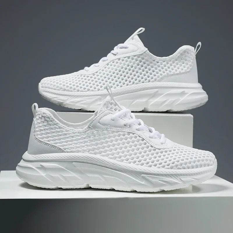 MAEDEF Summer Men\'s Casual Flats Shoes Hollow Mesh Sneakers Men Trendy Lightweight Gym Shoe Lace Up Breathable Mens Trainers Men