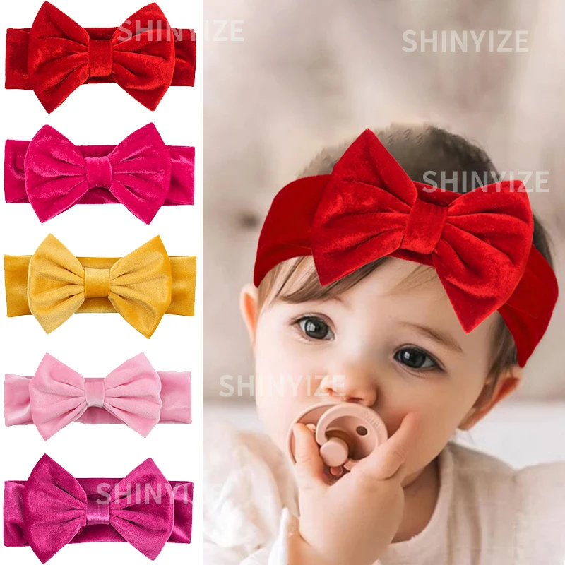 Klassisches Baby-Haarband mit 5-Zoll-Haarschleife, elastisches Samt-Stirnband für Kleinkinder, Mädchen, Festival-DIY-Haaraccessoires