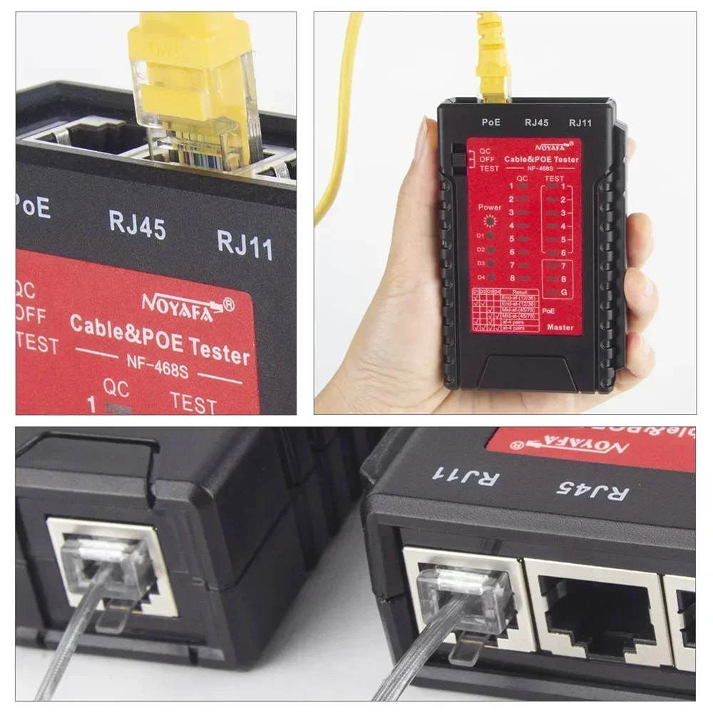 NOYAFA Testeur de câble réseau NF-468S RJ11 RJ45 Détecteur de fil Cat5 Cat6 Poignées de continuité de câble/fil Testeur de point de défaut