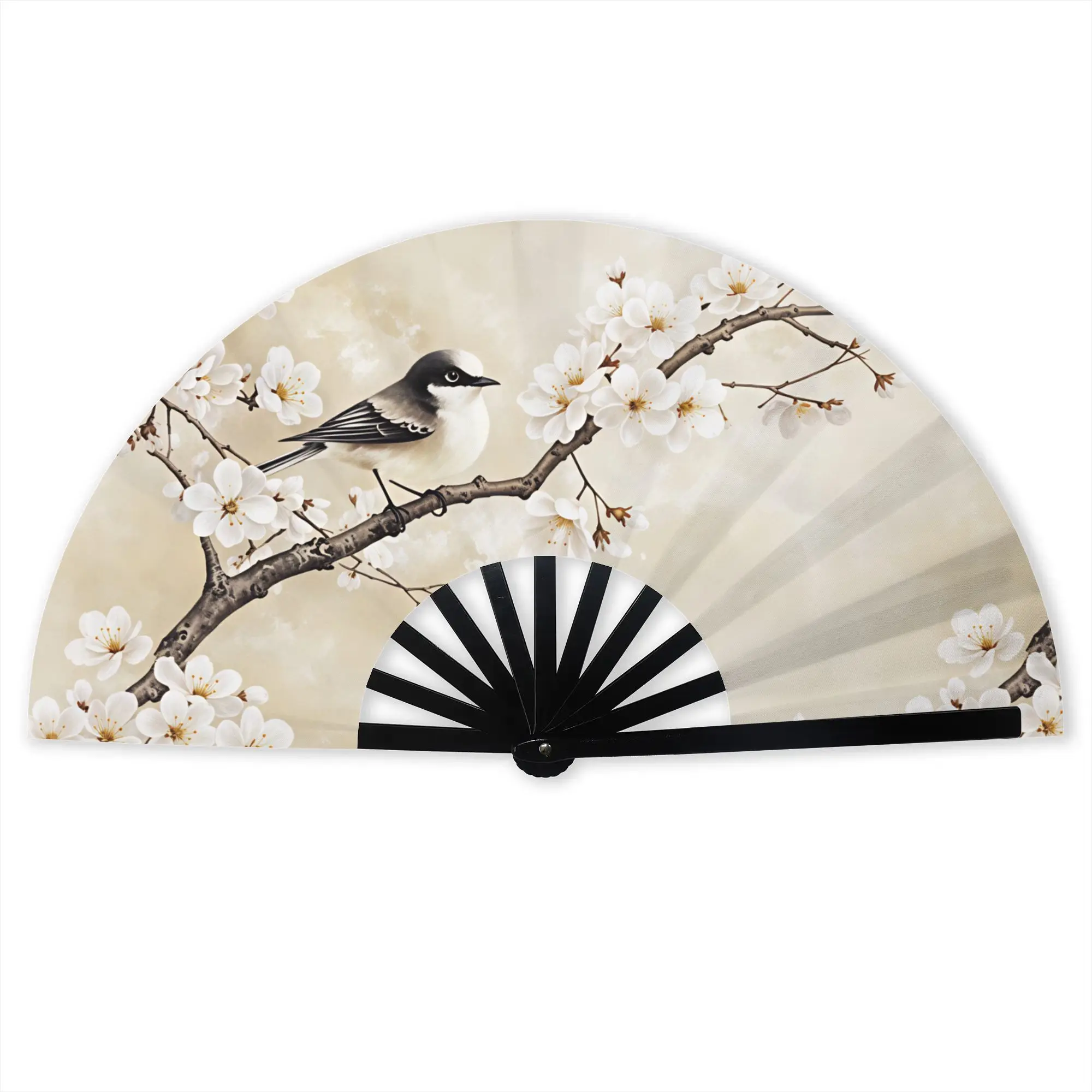 Flowers Fragrant And Birds Singing Traditional Folding Fan Oriental Art  High-Quality Fans Gift Classic Decorative Hand Fan