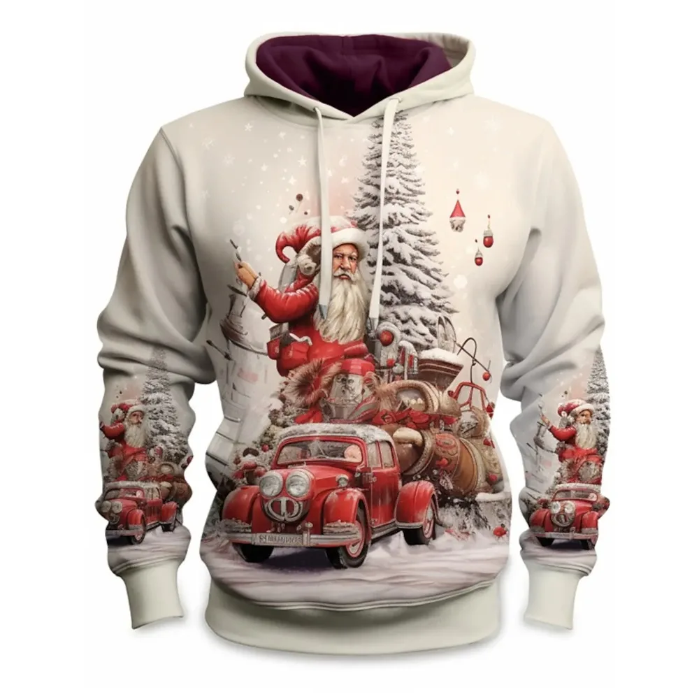 

Santa Claus Men's Graphic Hoodie Fashionable Daily Basics Printed Pullover Sports Outdoor Vacation Vacation Hoodie