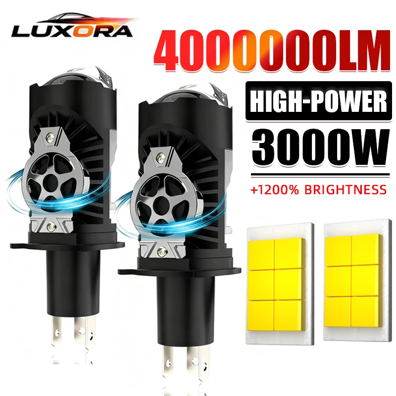 

New LED Headlight Bulbs H4/9003/HB2 Projector Lens Canbus Super Bright LED 3500W 4000000LM 6000K Hi/Low Beam For Car&Motorcycle