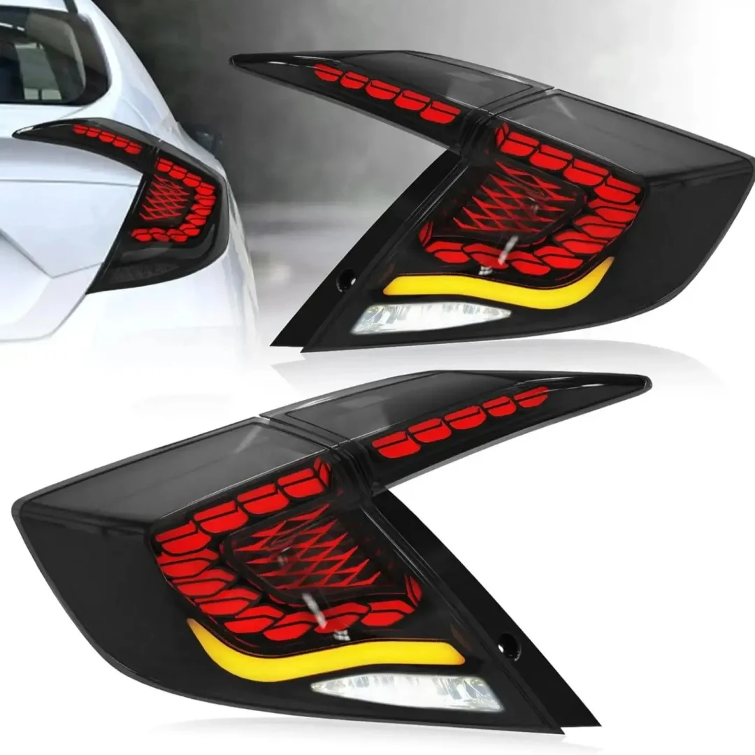 LED Tail Lights for Honda Civic 2016-2021 10th Gen Start Up Dynamic Animation Rear Lamps Assembly DRL Models Rear Lamp