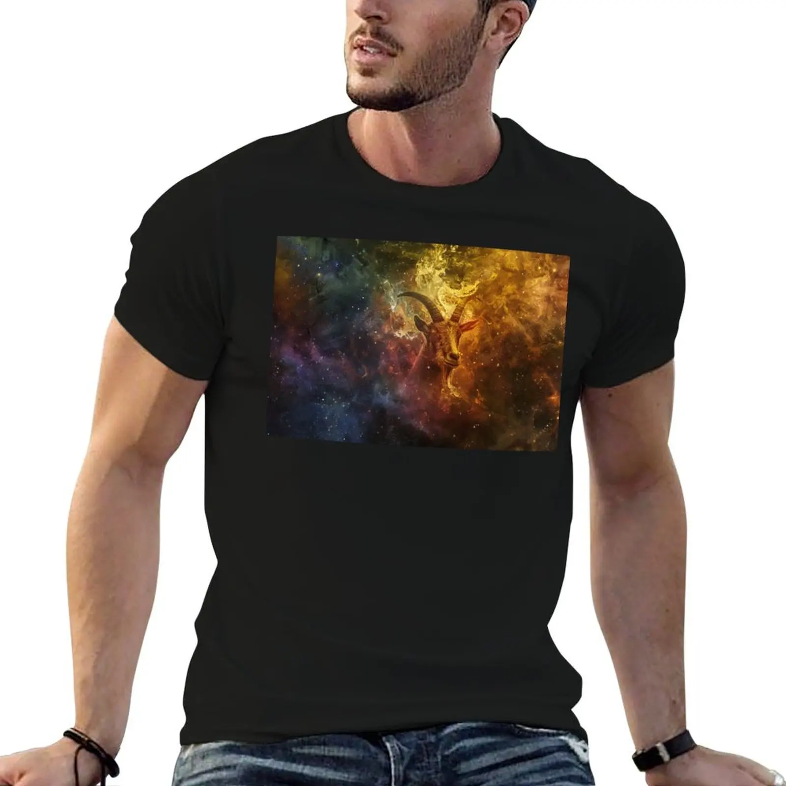 Multicolor Cosmic Capricorn T-Shirt cotton man t-shirts blanks heavy weight t shirts for men