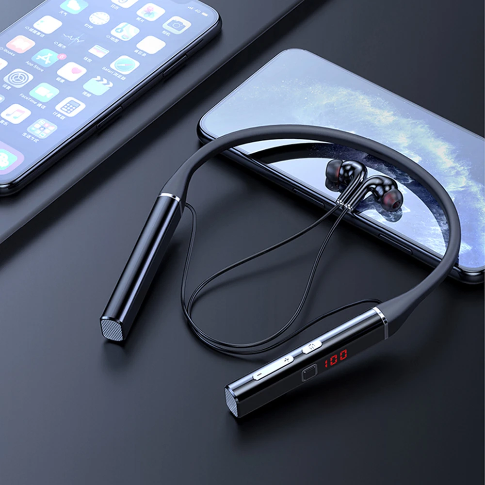 100 Hours Earphone Bluetooth-Compatible Bass Wireless Magnetic Suction HiFi Sound Stereo Headset Neckband Earbud S720