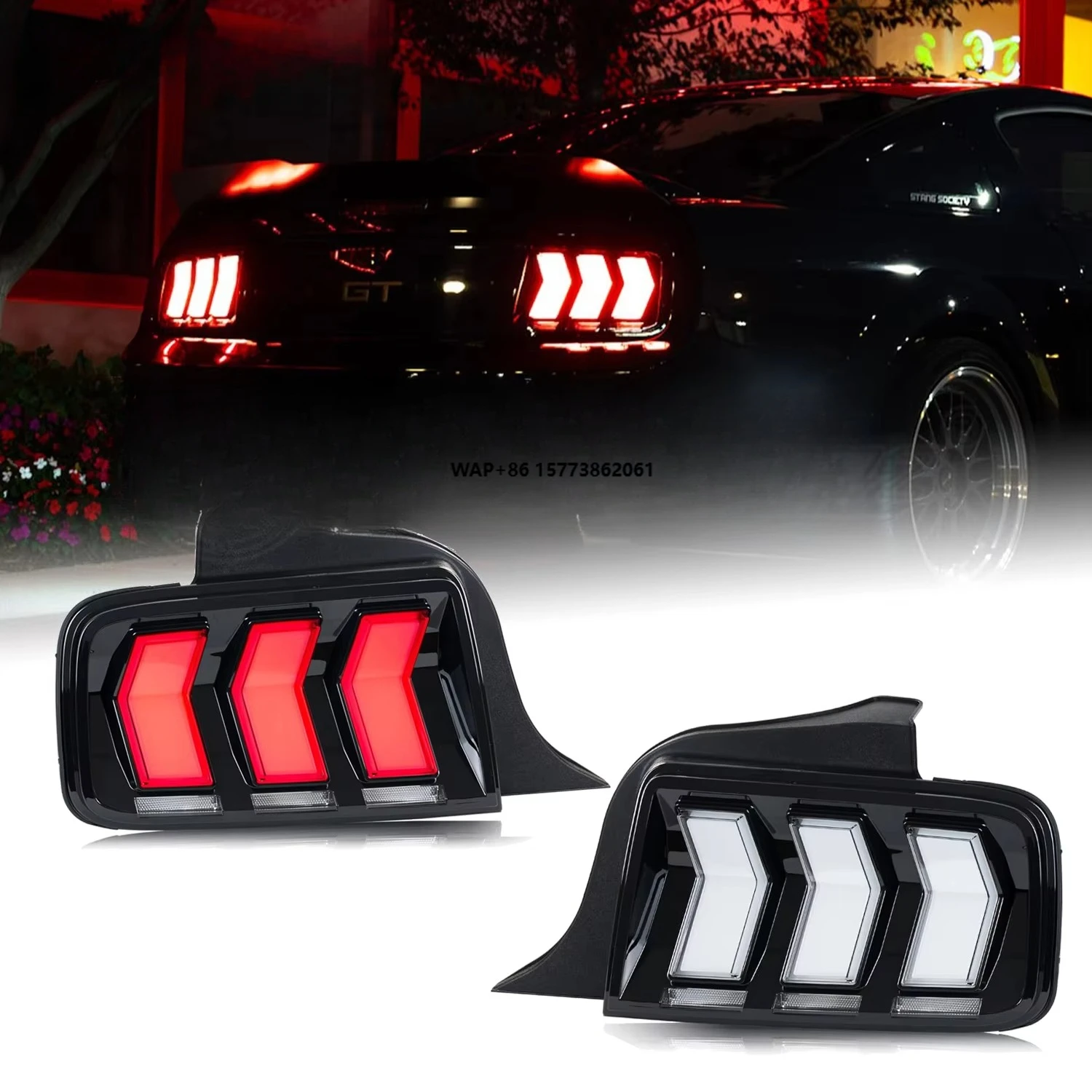 

1 Unit Car Back Lamps Assembly GT 2005-2009 Rear Light DRL Animation 6 Mode of Turn Signal LED Tail Lights for Mustang