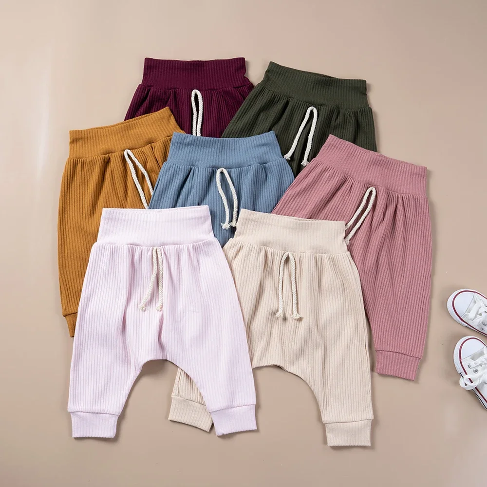 Pantaloni in PP di cotone carino neonato pantaloni Casual in tinta unita 0-4Y pantaloni lunghi morbidi per bambini vestiti per bambini delle ragazze