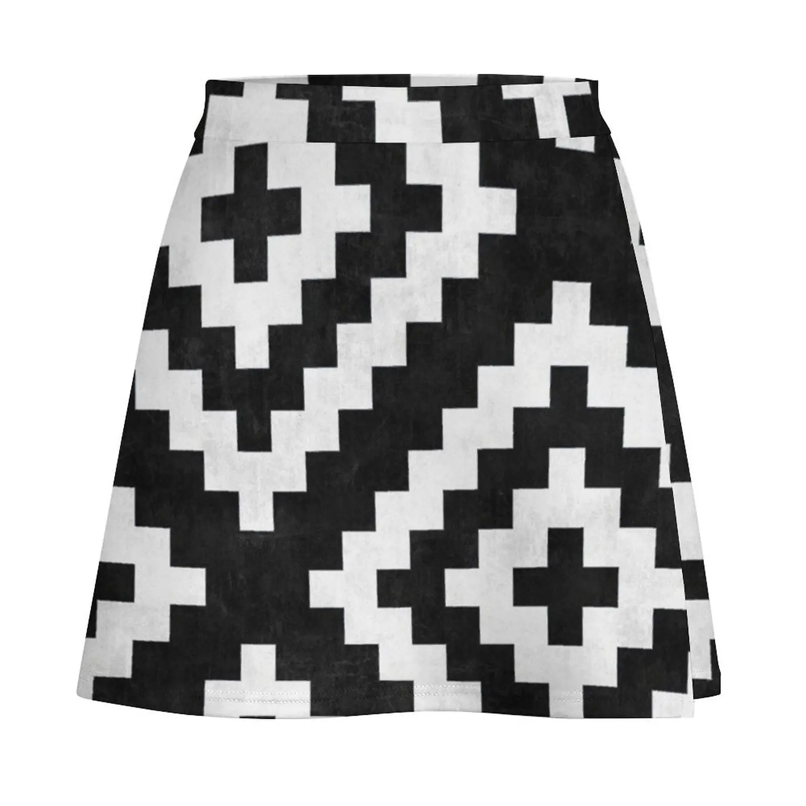 Urban Tribal Pattern No.17 - Aztec - Black and White Concrete Mini Skirt Miniskirt skirt sets korean clothes ladies Mini Skirt