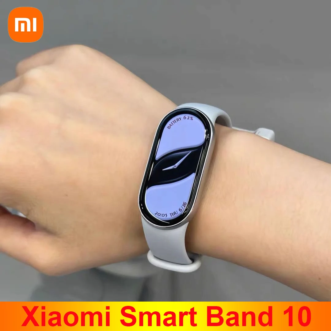 2025 جديد Xiaomi الفرقة 10 الدم الأكسجين مراقب معدل ضربات القلب الصحة جهاز تعقب للياقة البدنية سوار 1.72 "AMOLED Mi الذكية معصمه 10