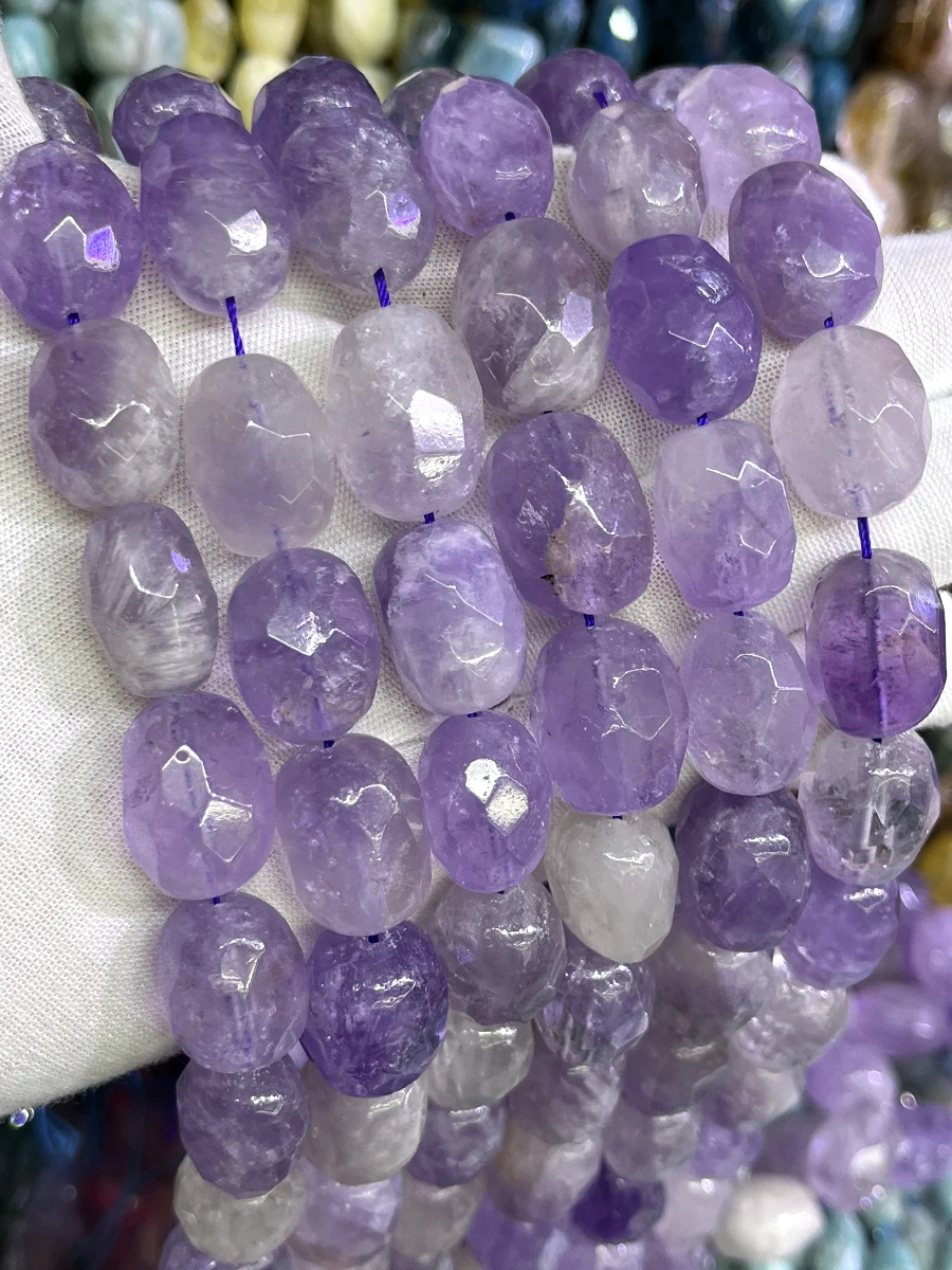 Natural Lavender Amethyst Crystal Conformal section Irregular Faceted Loose For Jewelry Making DIY Necklace Bracelet 15''12x15mm