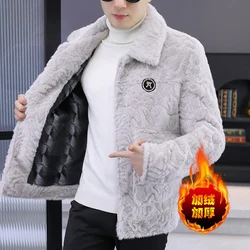 Luxury Winter Faux Fur Jacket for Men Fashion Thickened Warm Coats Casual Business Social Streetwear Leather Jacket men clothing