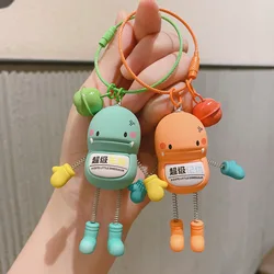 Cartoon Retractable Spring Neck Dinosaur Doll Keychain With Bell Creative Dinosaur Creative Durable Cartoon Keychain Decoration