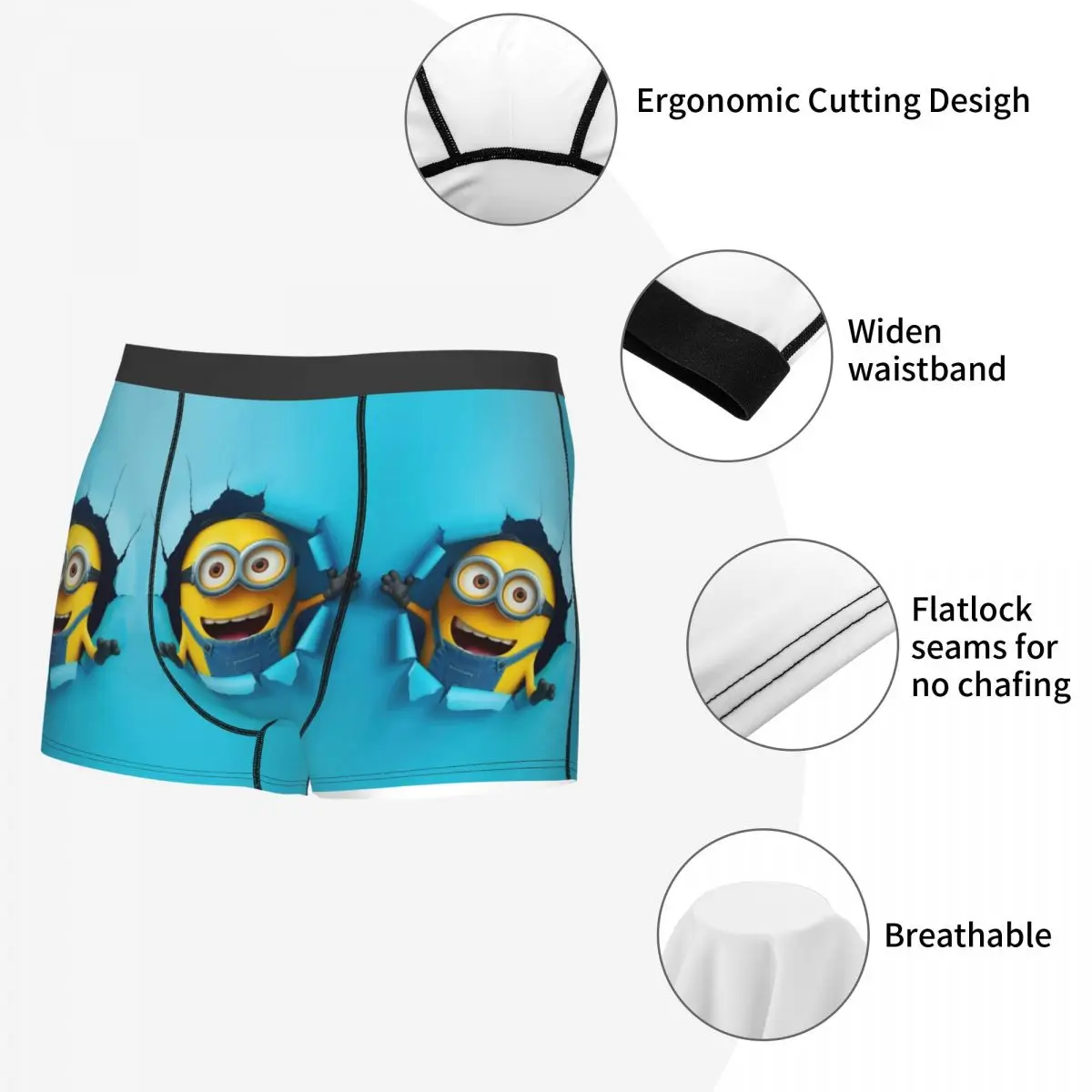 Customized M-Miniones Underwear Male Print Cute Cartoon Boxer Shorts Panties Briefs Soft Underpants