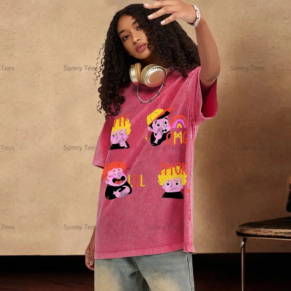 

Women's Clothing Y2k T-Shirt Oversized Cotton Hand-painted Line Cartoon Anime Avatar Print Tee High Quality Gothic Summer