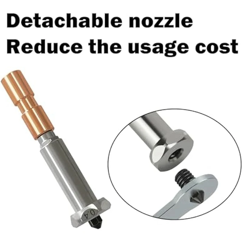 2pcs 0.4MM Integrated Hardened Steel Hotend Detachable Nozzles for 3 Max Combo with Extra 1PK 0.6MM 0.8MM Nozzle [No.3 Elnic]