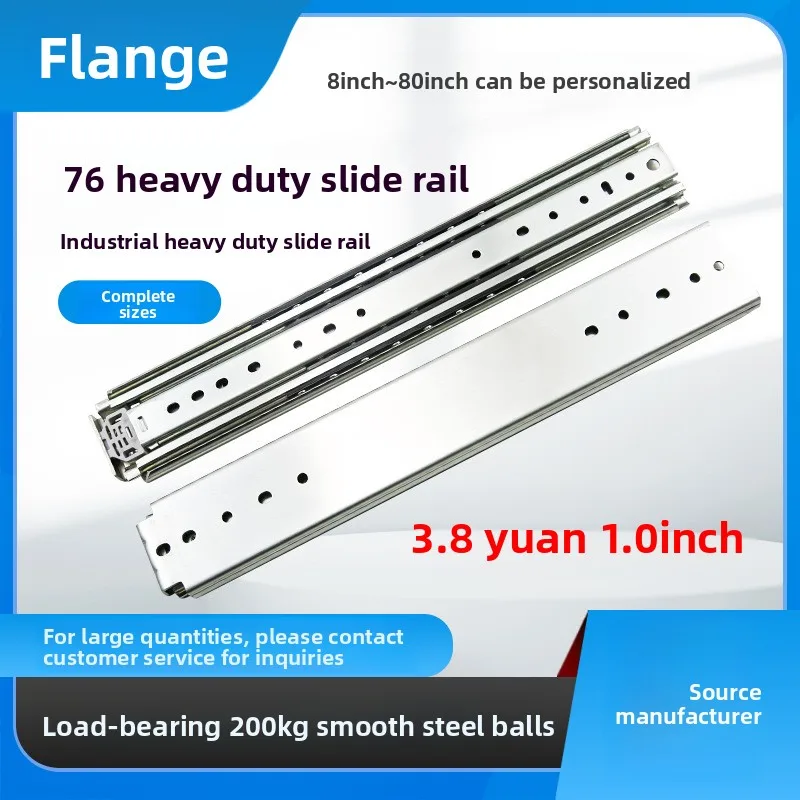 Heavy Duty Three Section Cold Rolled Steel Drawer Slide Pair Equipment Cabinets Mm Wide Industrial Side Mount Rails From To