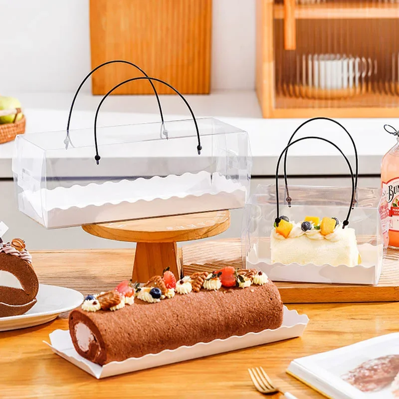 10Pcs White Cake Box With Window Mousse Cake Swiss Roll Baking