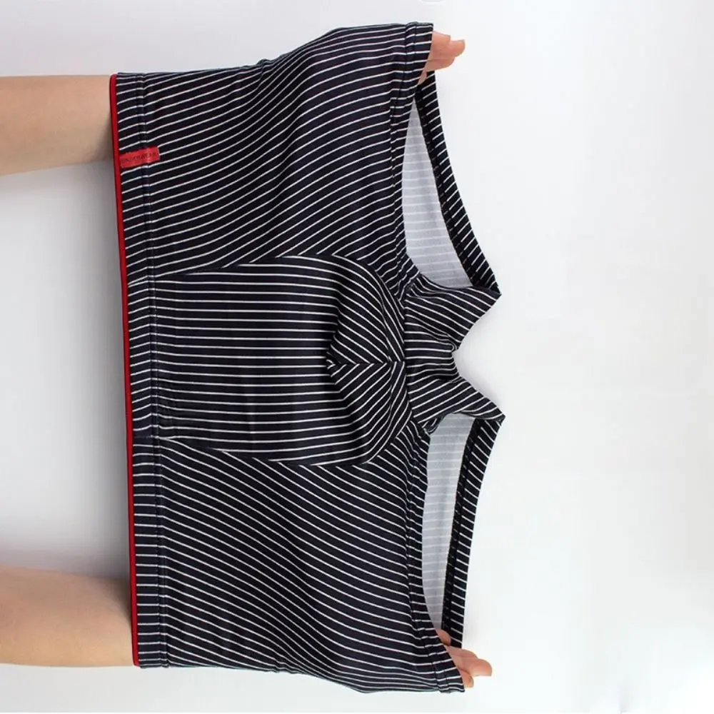 

4PCS Simple Stripe Men's Flat Panties Low Waist Loose Men Boxer Large Size Underpants Underwear for Man Male