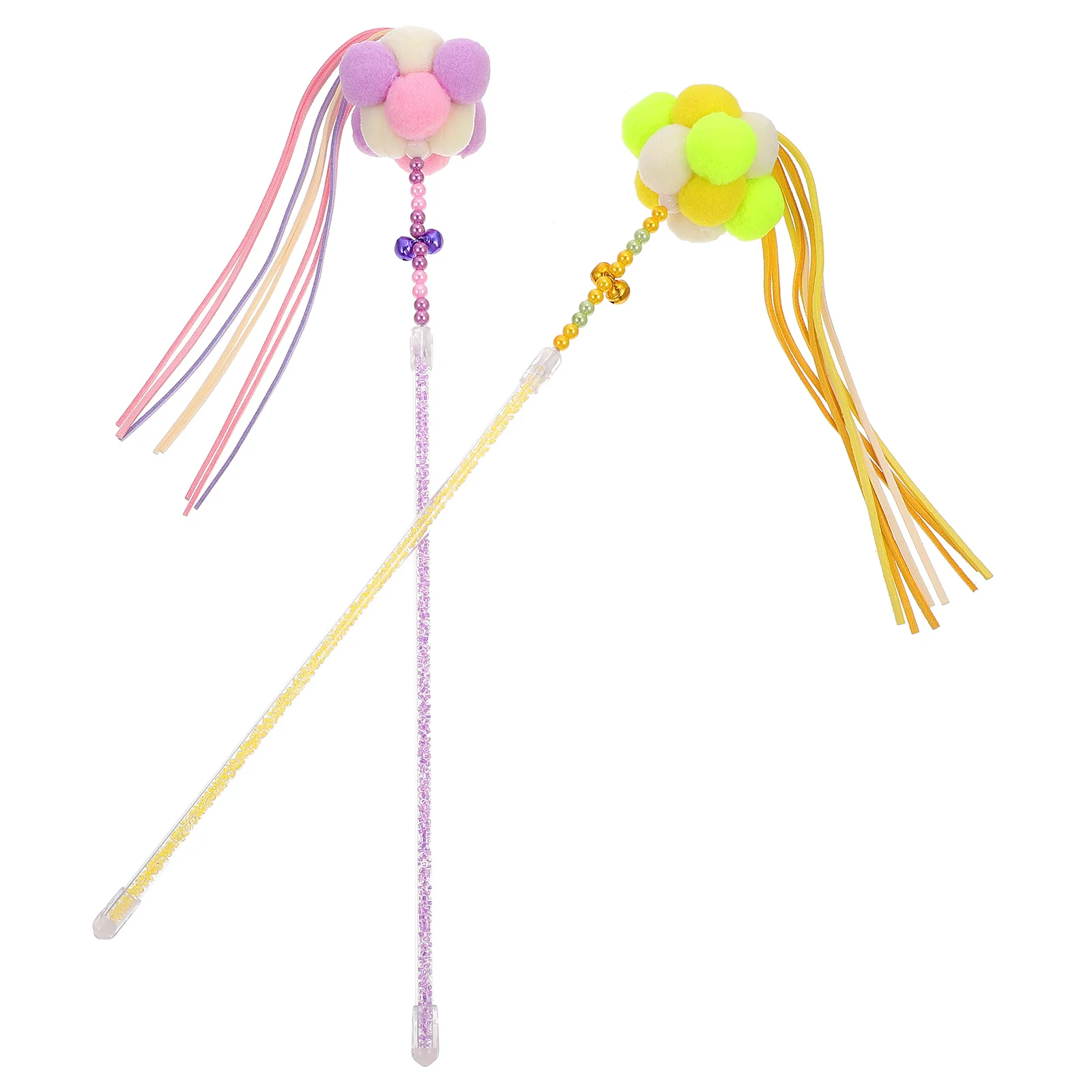 

2Pcs Cat Teasing Stick Interactive Rods Durable Material Tassel Design Improve Cat Interest Health Entertainment