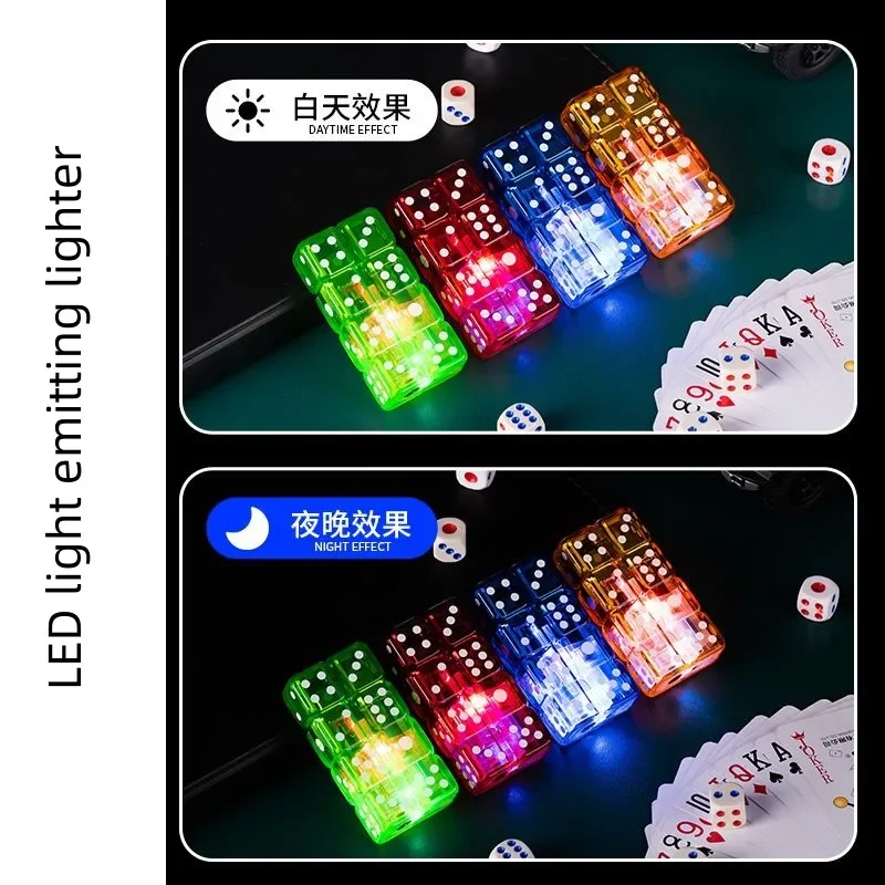 Double Row Dice Flashing Lights, Transparent Lighters, Windproof, Red Flames, mahjong, Scientific Sense