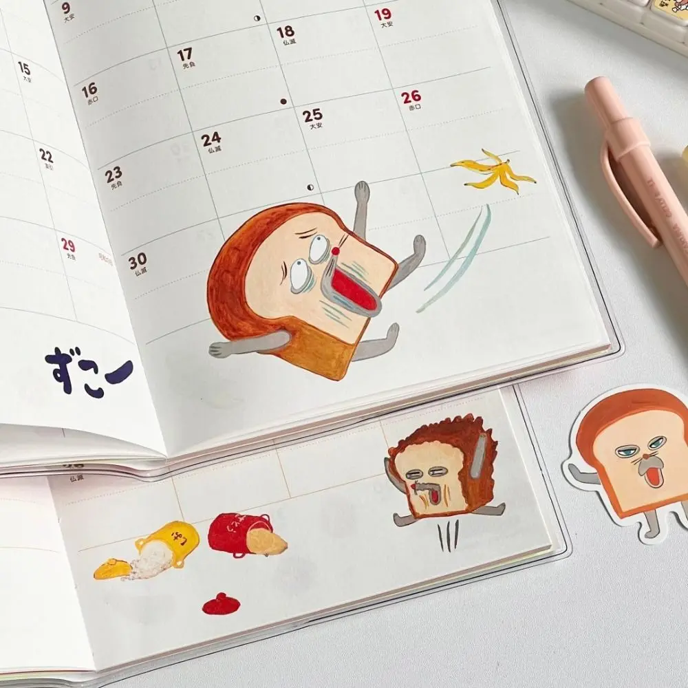 Cute Bread Thief 2026 Schedule Book with Calendar Cartoon To Do List Notepad Colorful Inner Page Daily Planner for Student Gift