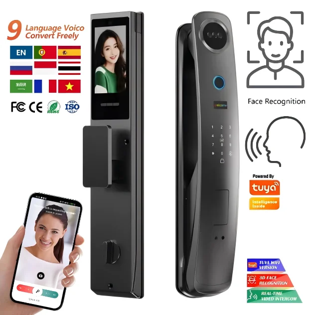 

Прямая продажа с фабрики, полностью автоматический 3D-отпечаток пальца, визуальный домофон, умный замок для деревянного дома, электронный алюминиевый сплав, Wi-Fi