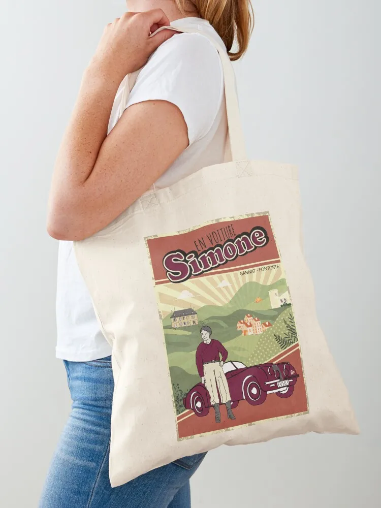 Poster “In the car Simone!” Tote Bag shopping bags foldable large tote bag shopper bag women canvas