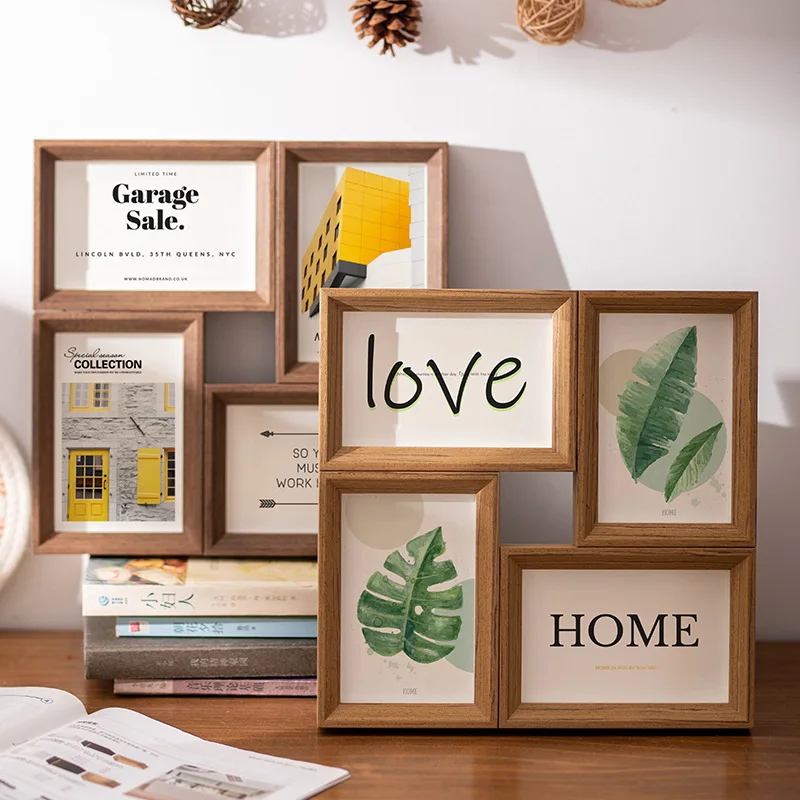 Customized Frame Photo Depth Creative Combination Empty Frame Picture Wall-mounted Minimalist Wooden Marco De Fotos Home Decor
