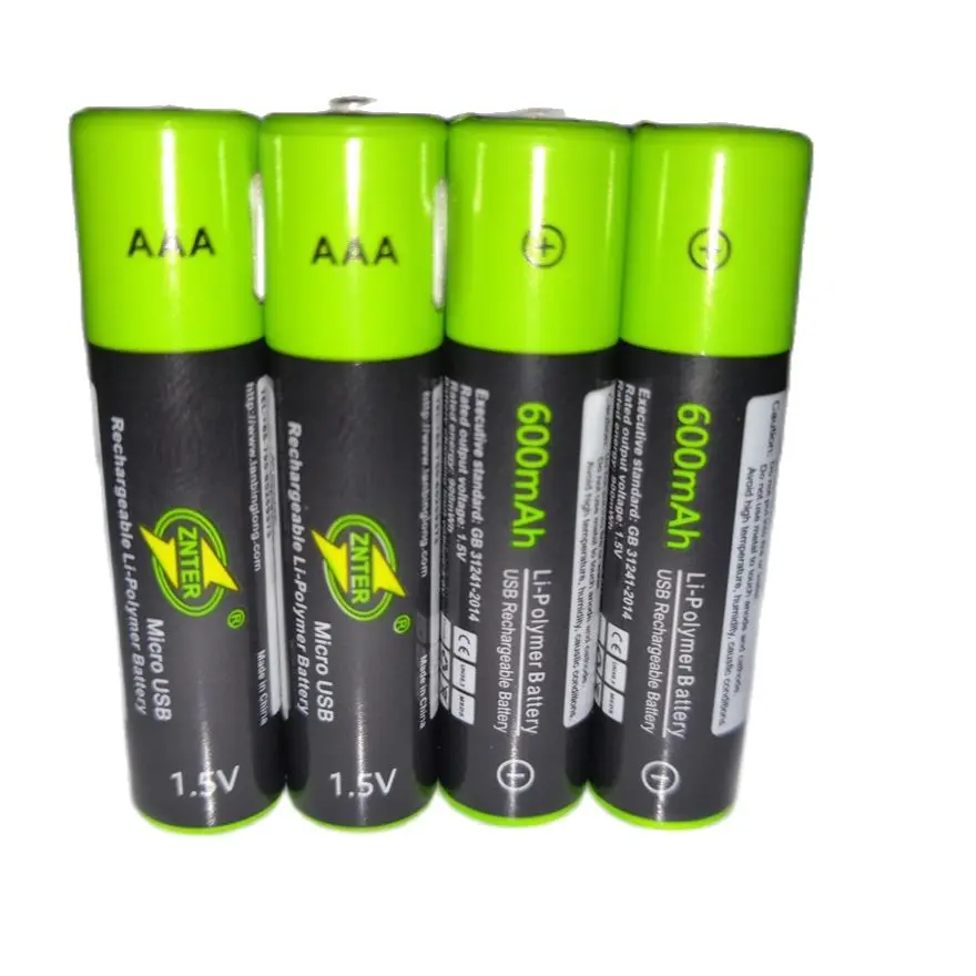 Akumulator litowo-polimerowy ZNTER-USB, 1,5 V AAA, 600 mAh, bateria litowo-polimerowa, kabel Micro USB, szybkie ładowanie