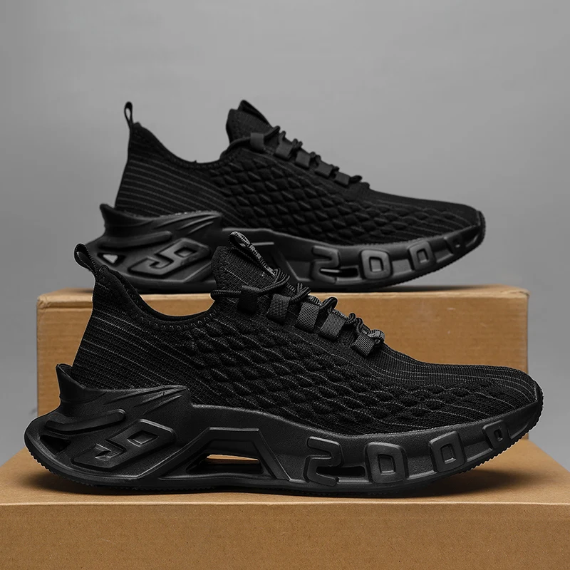 Men's Casual Sports Shoes Lightweight Breathable Mesh Black Running  Jogging Sneakers Shock Absorption Outdoor Tennis