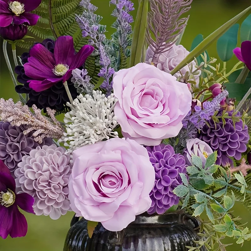 Artificial Wedding Dahlia Flowers 25 pcs Fake Roses with Stem for DIY Wedding Decor Centerpieces Arrangements Bouquets