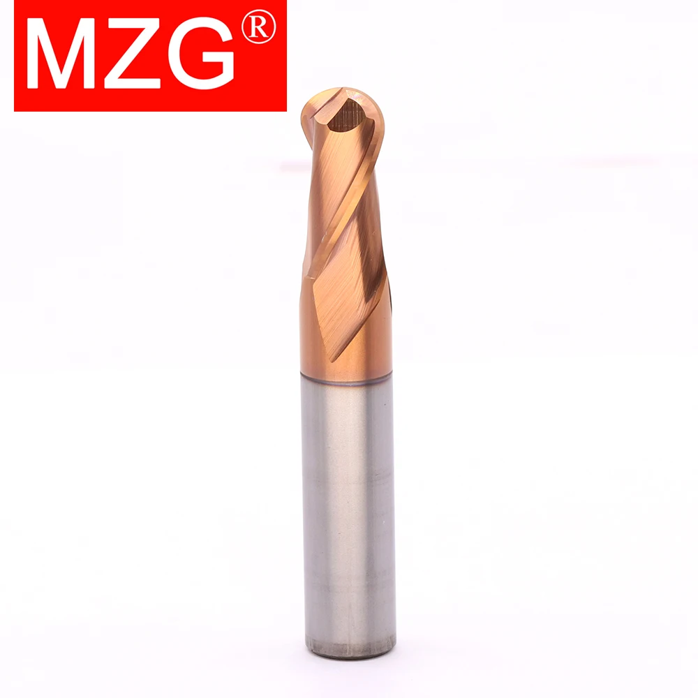 MZG 2 Flute HRC60 Ball Nose End Mill R0.5-R5.0 6mm 8mm 10mm Tungsten Carbide Cutter CNC Router Bit Milling Tool for Woodworking